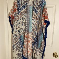 Soft surroundings Knee Length Floral Lounge Robe One Size