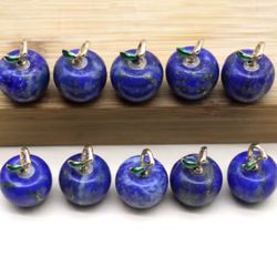 8pcs Apple Statue Pendant Natural Lapis Lazuli Stone Carved Jewelry