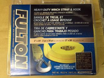 Heavy duty winch strap and hook