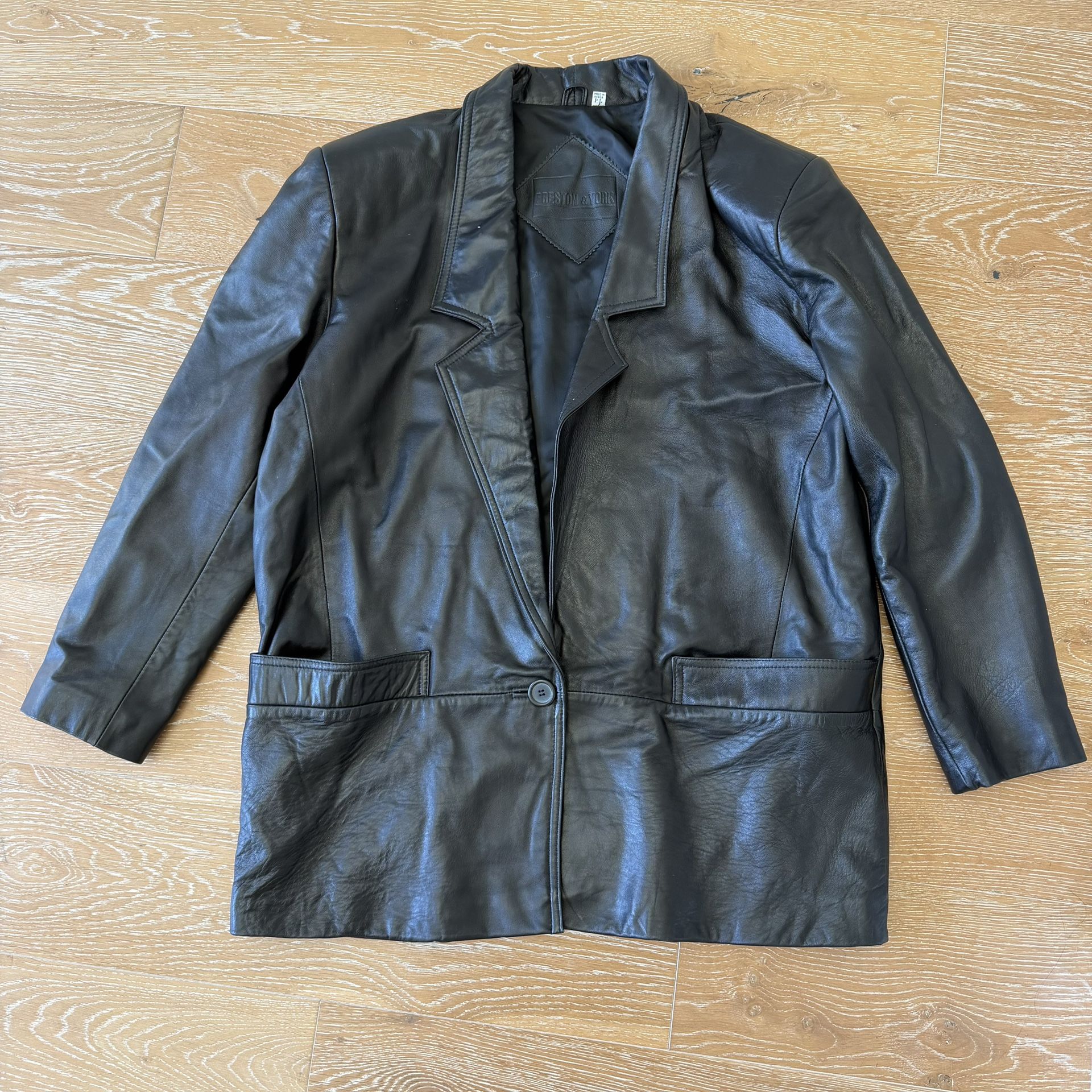 Preston & York Genuine Leather Jacket Blazer Size PL
