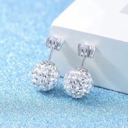 Sterling Silver Crystal Ball Earrings