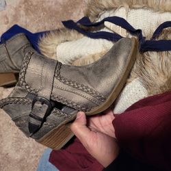 Metallic Gray Calf Boots