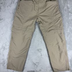 The North Face Men's Hiking Convertible Cargo Pants Size M Zip Off Tan Nylon 