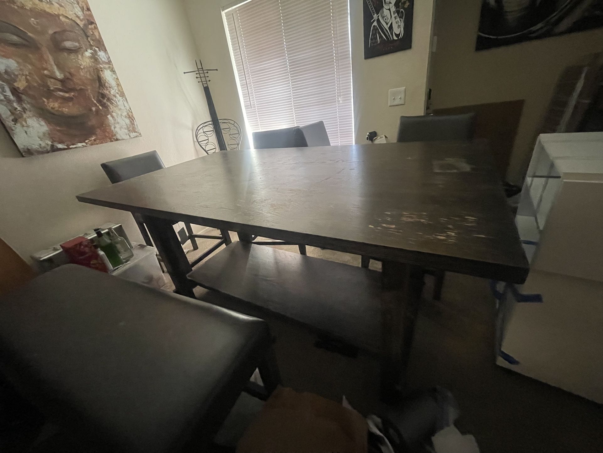 Dining Table With Chairs And Bench.
