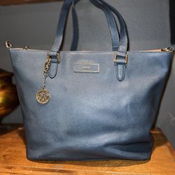 DKNY Blue Saffiano Leather Crossbody Shoulder Bag