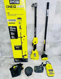 RYOBI HP 18V Brushless Whisper Series 15” String Trimmer + 4.0 Battery & Charger New