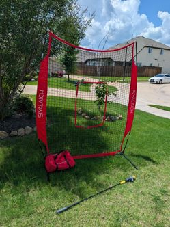 Baseball rebound net and hit stick