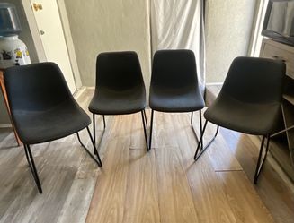 Set of 4 Black  Leather Dining Chairs