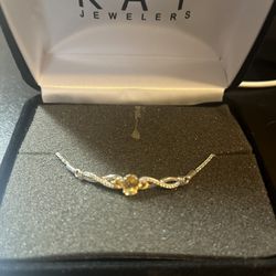 Sterling Silver Citrine Bolo Bracelet 