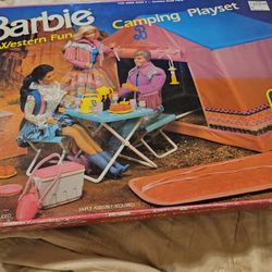  Vintage Collectible Barbie Western Fun Camping Playset