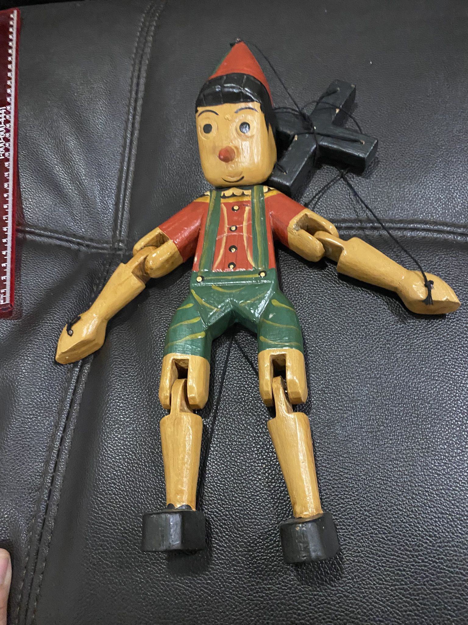 Vintage Pinocchio Wooden Jointed Doll Marionette Toy 12”