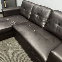 Brown leather couch!