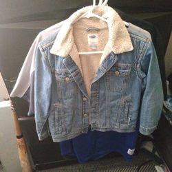 1 Denim Sz 10-12 Jkt / Green Bomber Jacket Sz12 Big Kids
