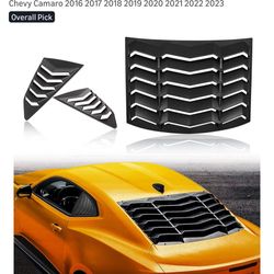 2016-2023 Rear Window Louvers Rear+Side Set Windshield Sun Shade Cover Lambo Style Matte Black Compatible with Chevrolet Chevy Camaro 2016 2017 2018 2
