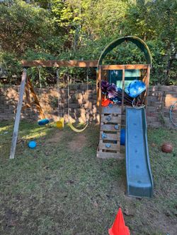 Wooden Backyard Playset with Swings and Slide for FREE
