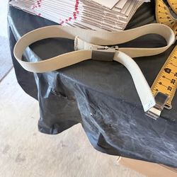 Tan Canvas Web Belt with Metal Buckle