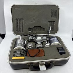 Kodak Retina Reflex S with 3 lenses, untested, parts or repair as is