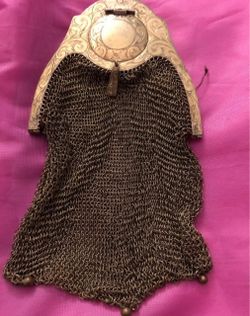 Antique Sterling Silver Wristlet Mesh Purse Art Deco Period 1918