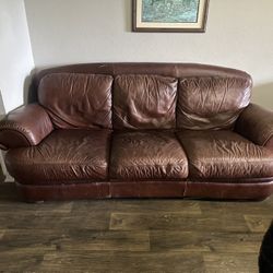Free Leather Couch, Loveseat, And Ottoman