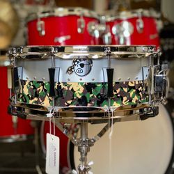 Pork Pie 5.5x14 Aluminum Maple Hybrid Snare Drum - Camo