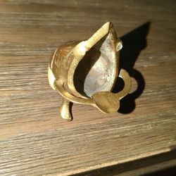 Vintage  Indian Brass  Frog Ashtray Miniature, Boho