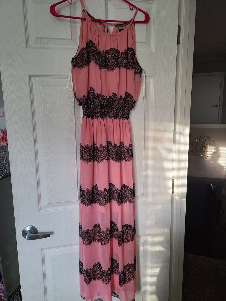 Pink and Black Maxi Dress