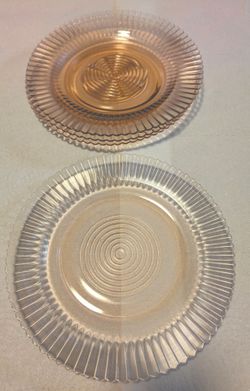 Depression glass petalware pink by Macbeth Evans plates