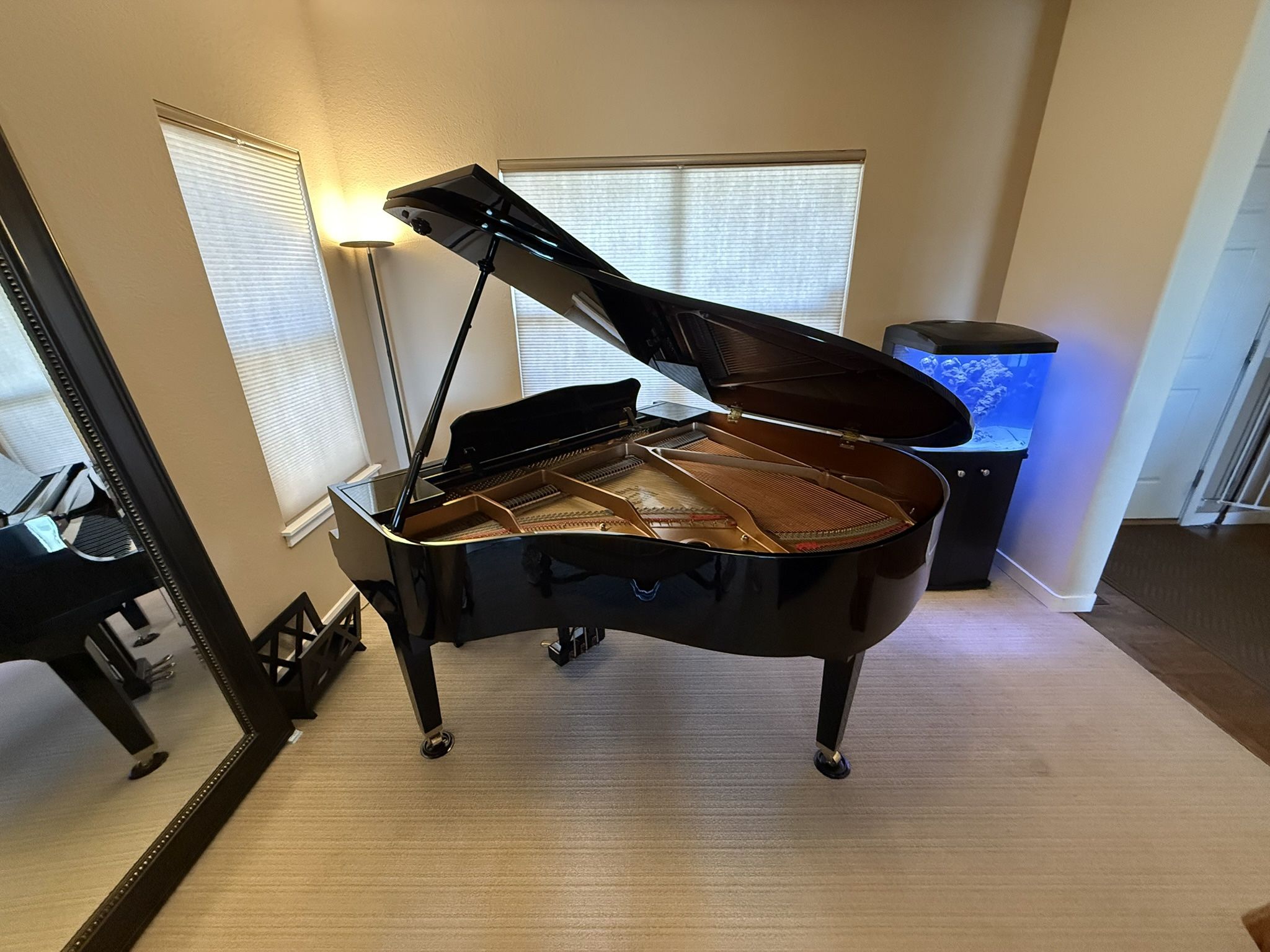Yamaha GB1/GB1K Polished Ebony Baby Grand Piano with Matching Tufted Bench