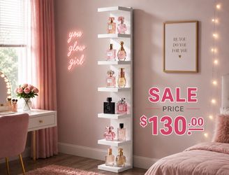 Modern White 7-Tier Floating Display Shelf – Perfect for Perfumes & Decor