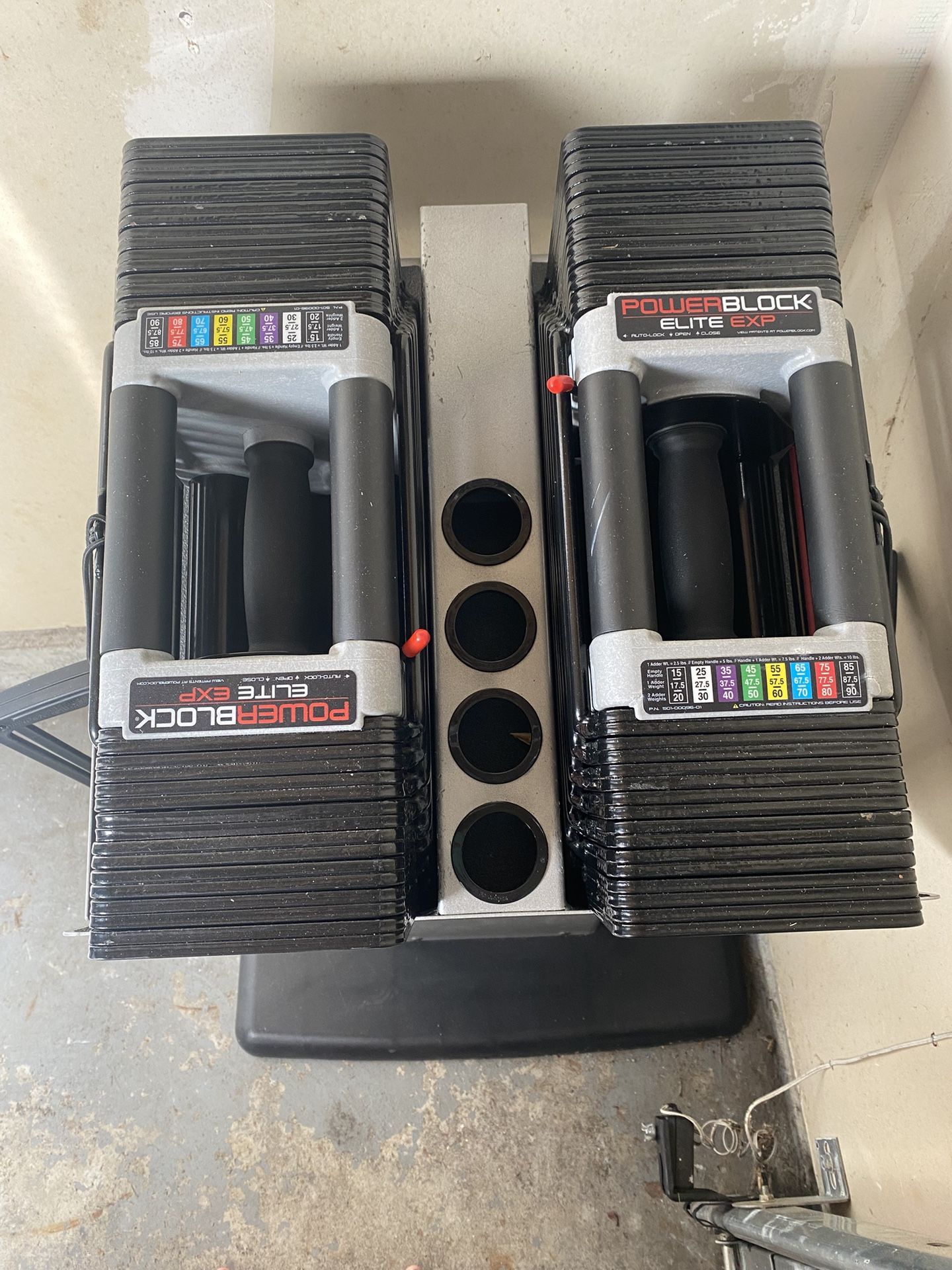 Powerblock Weights, 90 Pounds Each, Stand And Weight bench