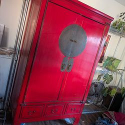 Unique Antique Chinese Armoire And Table