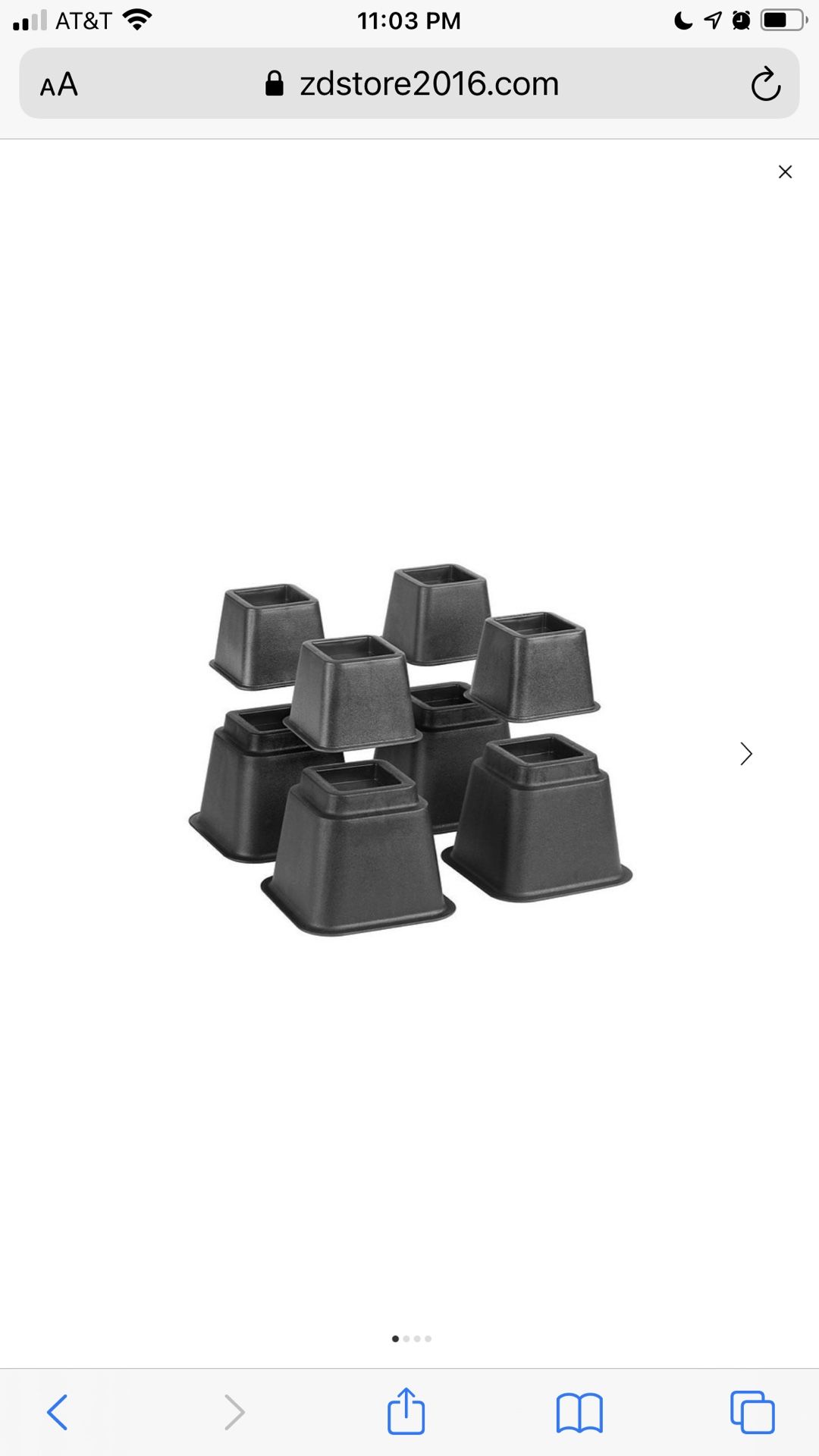 CreativeWare Adjustable Bed Riser System in Black, 8 Count