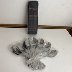 HIWARE 12-Piece Stainless Steel Teaspoons, Silverware Set, Dishwasher safe