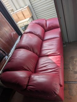 Red Leather Pull Out Sofa