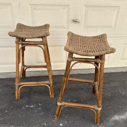 Vintage Bamboo Bar Stools 