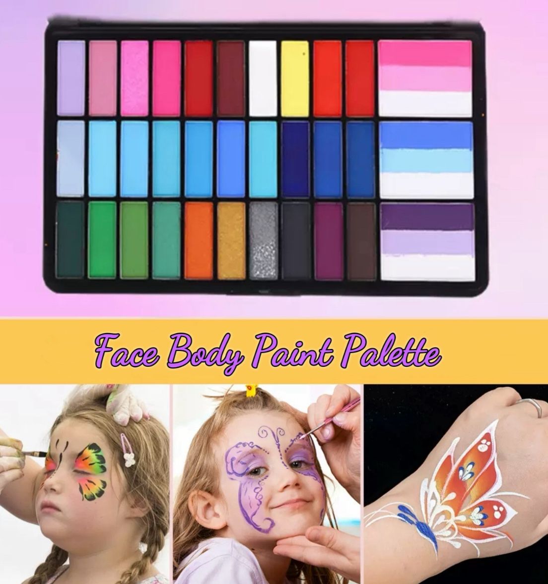 33 Colors Face Body Painting Kit Non-Toxic Water Activated Face Paint Makeup Kit