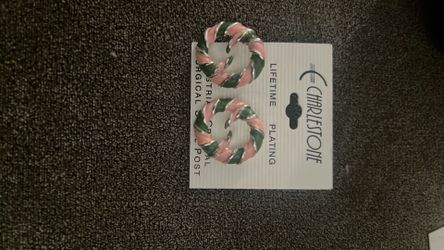 Pink And Green Earrings