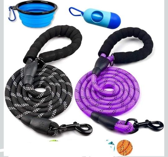 Black and Orange Dog Leash 6 FT Thick Durable Nylon Rope 