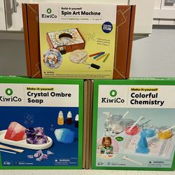 KiwiCo STEM Activity Kits Bundle (3) – Spin Art Machine, Crystal Soap, Colorful Chemistry – NEW