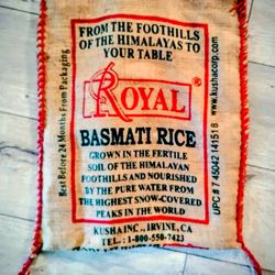 Royal Basmati rice burlap bag