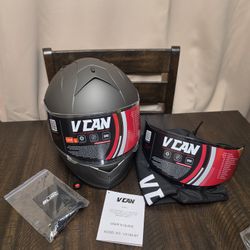 VCAN Bluetooth Integrated Full Face Motorcycle Helmet with Dual Visor