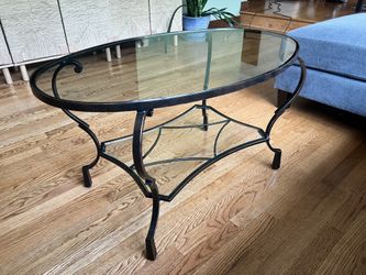 Metal/Glass Oval Coffee Table