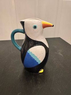 Ceramic Toucan Tropical Summer Bird Watering Pitcher Vase