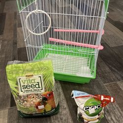 Small Birdcage With baby and regular parakeet food