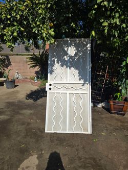 White Metal Security Screen Door