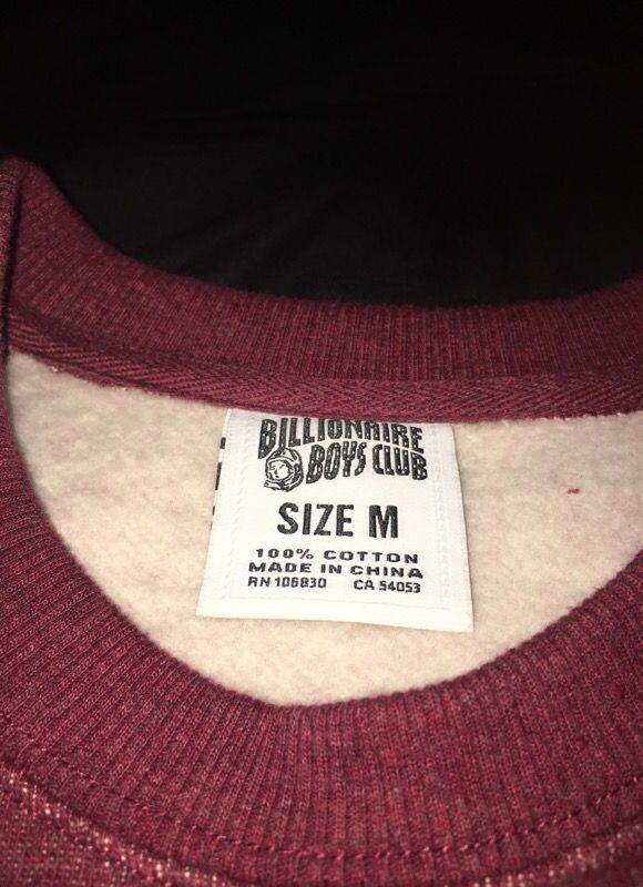 Billionaire Boys Club BBC Burgundy crewneck sweater size medium