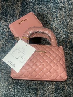 Bebe Pink Quilted Satchel with Matching Wallet