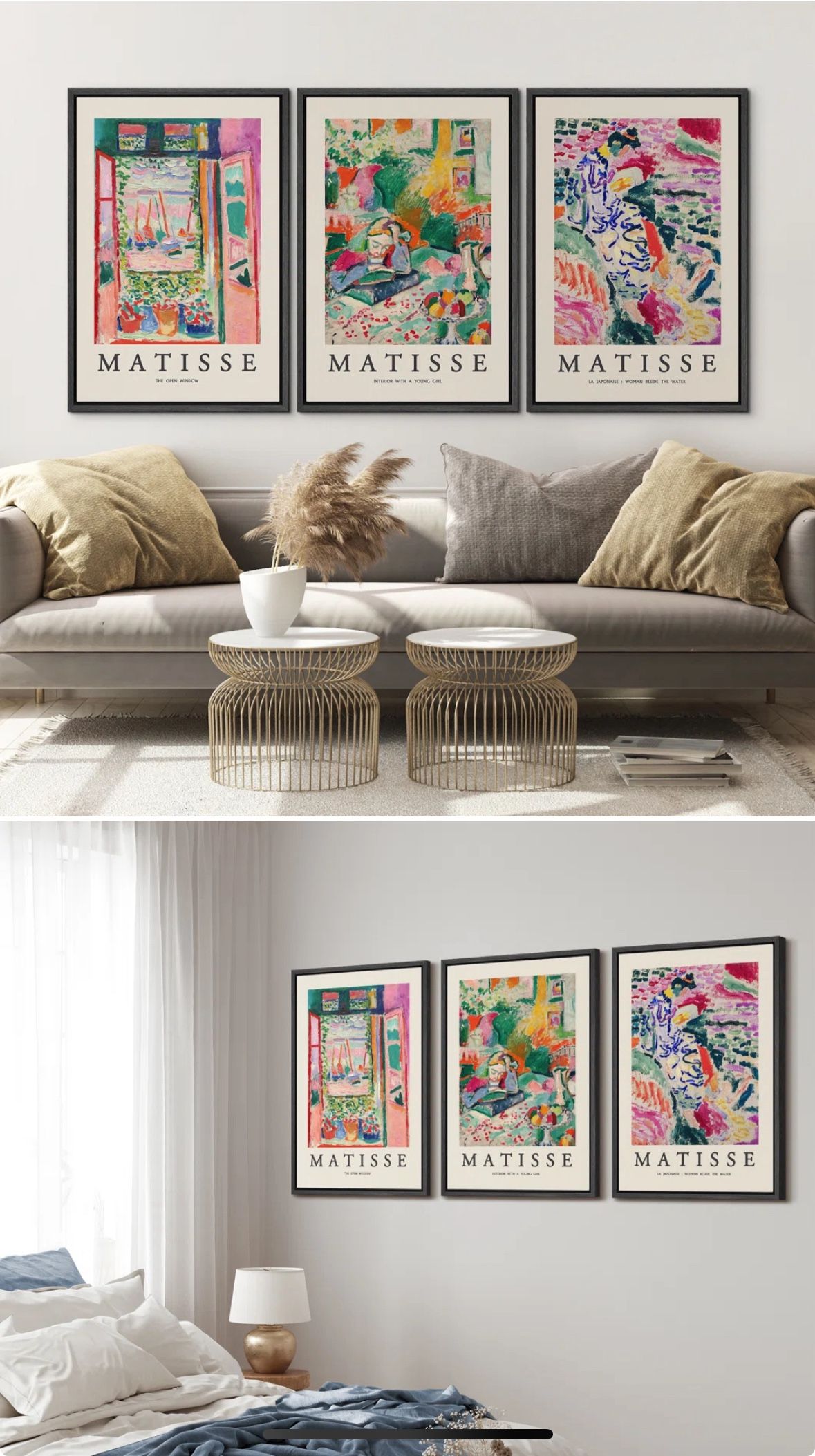 Classical Artwork French Floral Window Girl Woman Colorful Abstract Still Life - Canvas 3 Pieces Henri Matisse Print