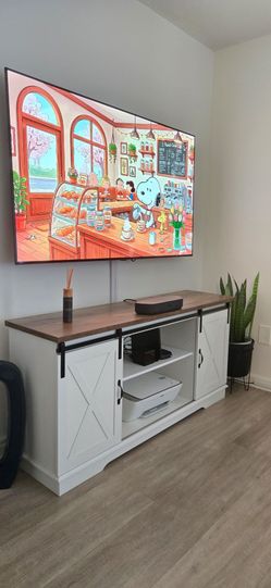 Farmhouse TV Stand with Sliding Barn Doors