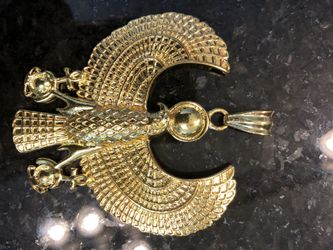 Gold plated Egyptian ankh eagle pendant